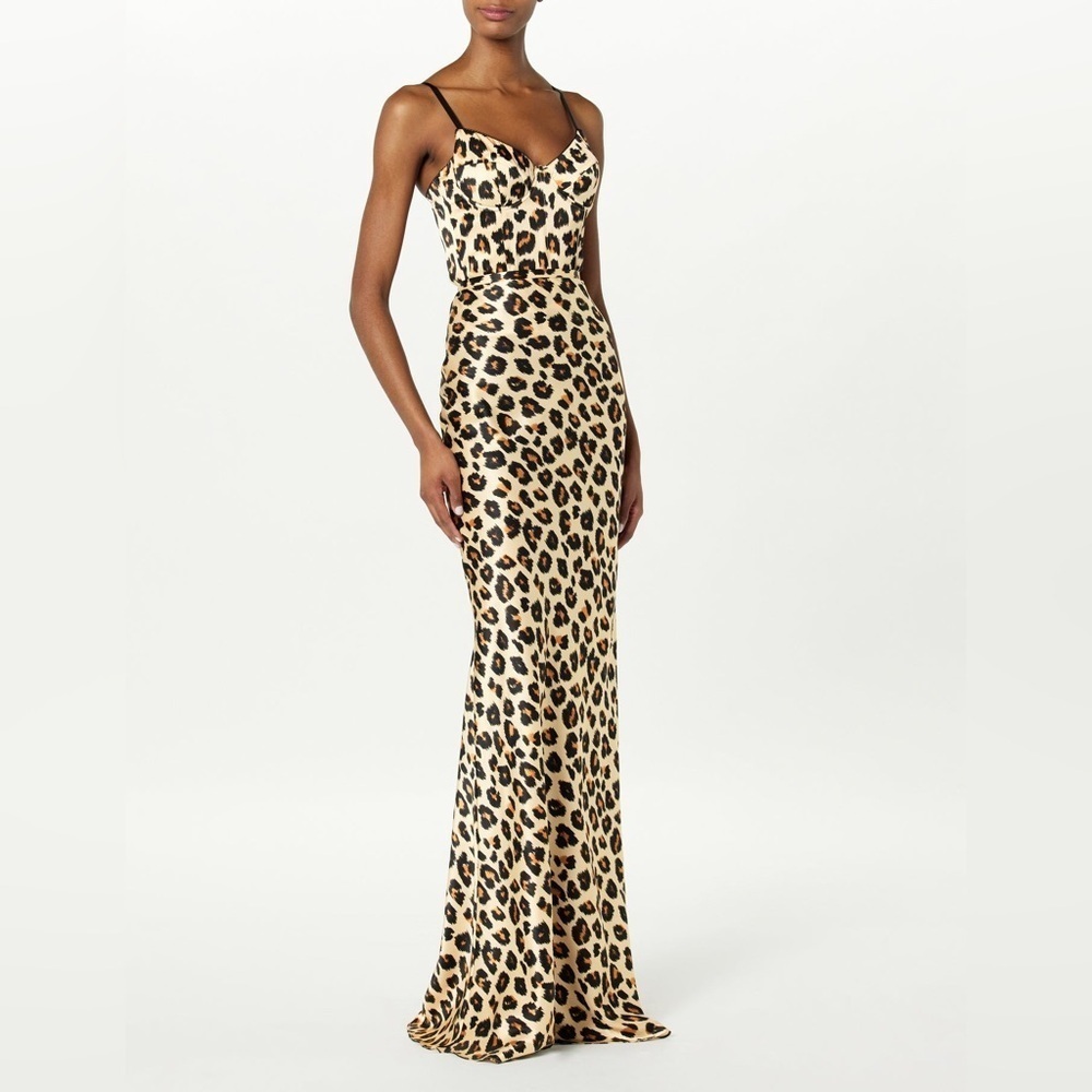 Sergio Hudson $1395 Cheetah Leopard Print Corset Bustier Size 12 Nwt